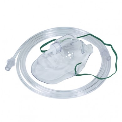 Adult oxygen mask with nose clip and oxygen tube 1115000