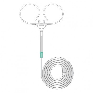 Adult curved/flared prong cannula with tube, 1.8m length 1167000