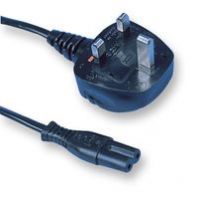 UK Plug to Figure-8; (C7) Type Mains Lead 2m Black 