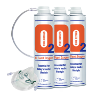 3 X O2 10 Litre Oxygen Cans Inc 1 x Mask and Tubing