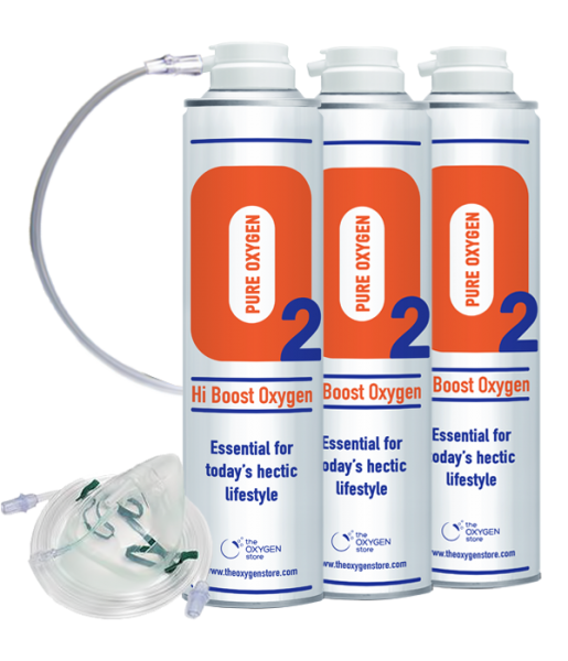 3 X O2 10 Litre Oxygen Cans Inc 1 x Mask and Tubing