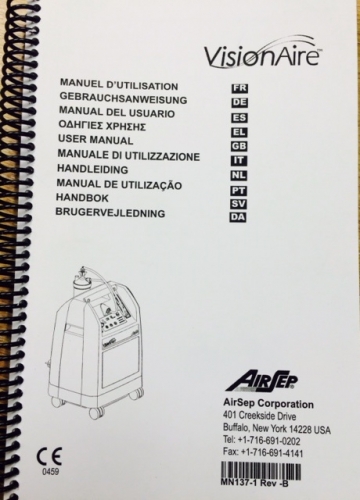 AirSep (Caire) Visionaire User Manual Hard Copy English